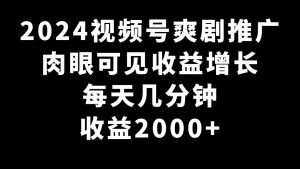 视频号短剧推广，肉眼可见的收益增长，每天几分钟收入2000+-项目拓荒者