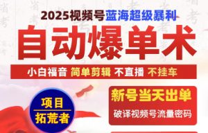 2025视频号蓝海超级暴利自动爆单术，单号月搞2w-项目拓荒者